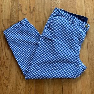 Talbots Blue and White Gingham Cropped Pants